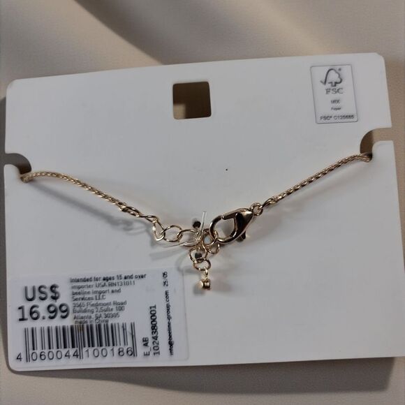 I Am Seashell Gold and Blue Beaded Bracelet - Picture 3 of 3